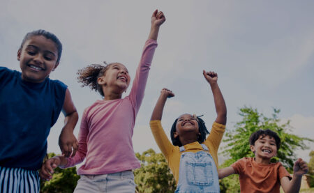 smiling children outside